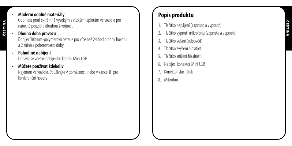 Popis produktu | Monster AirTalk Hands-Free Kit User Manual | Page 76 / 97