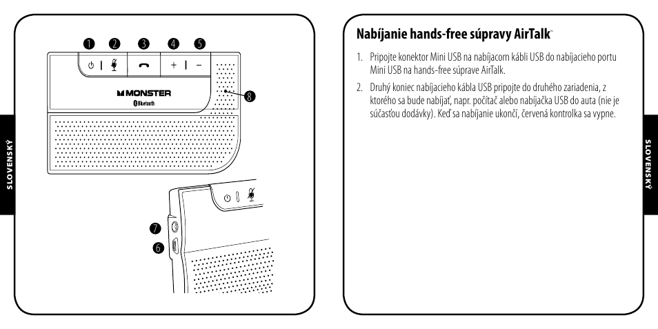 Nabíjanie hands-free súpravy airtalk | Monster AirTalk Hands-Free Kit User Manual | Page 85 / 97