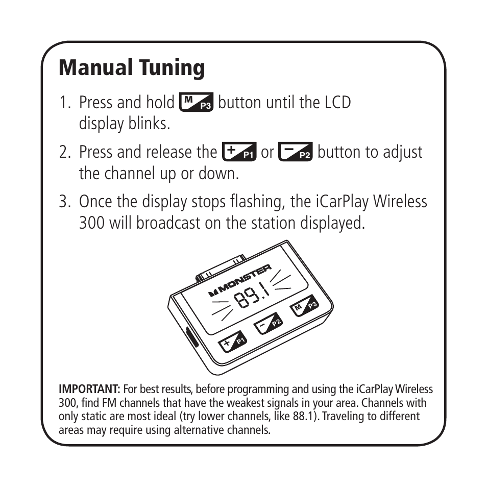 Manual tuning | Monster iCarPlay Wireless 300 User Manual | Page 5 / 25