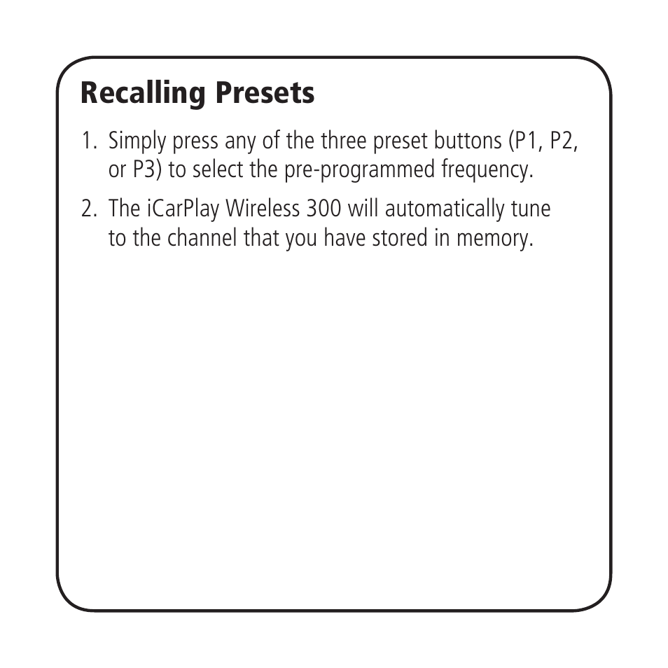 Recalling presets | Monster iCarPlay Wireless 300 User Manual | Page 7 / 25