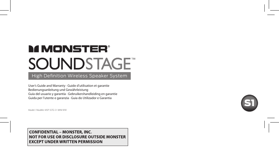 Monster SoundStage Wireless Home Music System S1 Mini Bluetooth Speaker User Manual | 41 pages