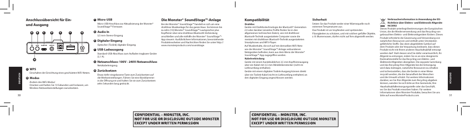 Kompatibilität, Anschlussübersicht für ein- und ausgang, Die monster® soundstage™-anlage | Monster SoundStage Wireless Home Music System S1 Mini Bluetooth Speaker User Manual | Page 16 / 41