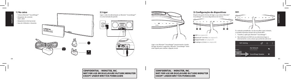 1) na caixa, 2) ligar, 3) configuração de dispositivos | Monster SoundStage Wireless Home Music System S1 Mini Bluetooth Speaker User Manual | Page 33 / 41