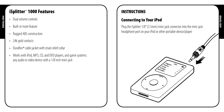 Isplitter, 1000 features | Monster iSplitter 1000 User Manual | Page 2 / 33