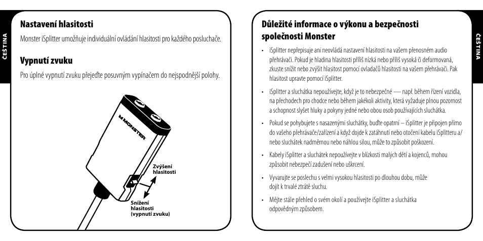 Nastavení hlasitosti, Vypnutí zvuku | Monster iSplitter 1000 User Manual | Page 27 / 33