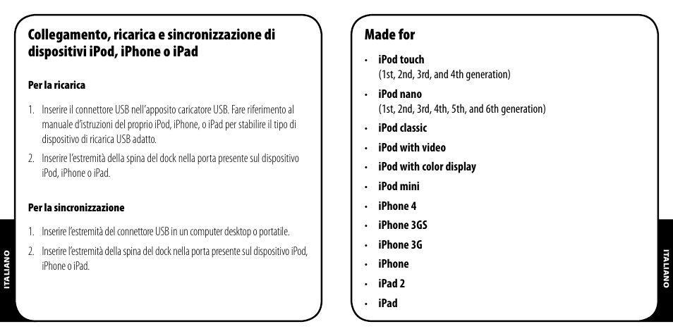 Made for | Monster iCable Dock Connect User Manual | Page 13 / 26