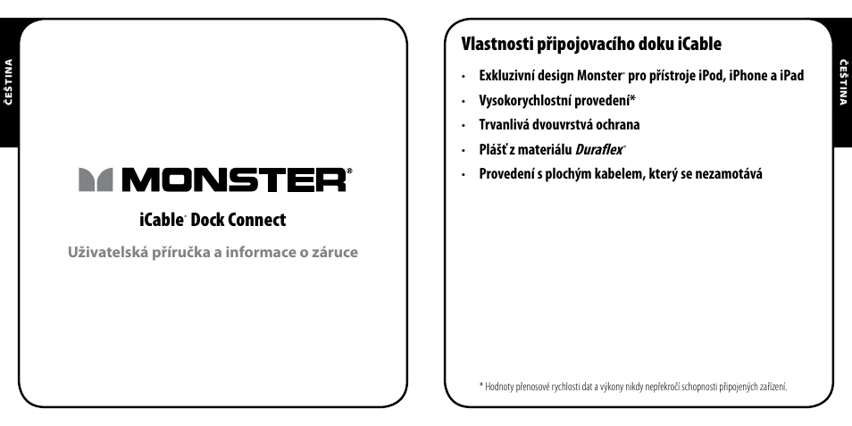 Icable, Dock connect, Vlastnosti připojovacího doku icable | Monster iCable Dock Connect User Manual | Page 20 / 26