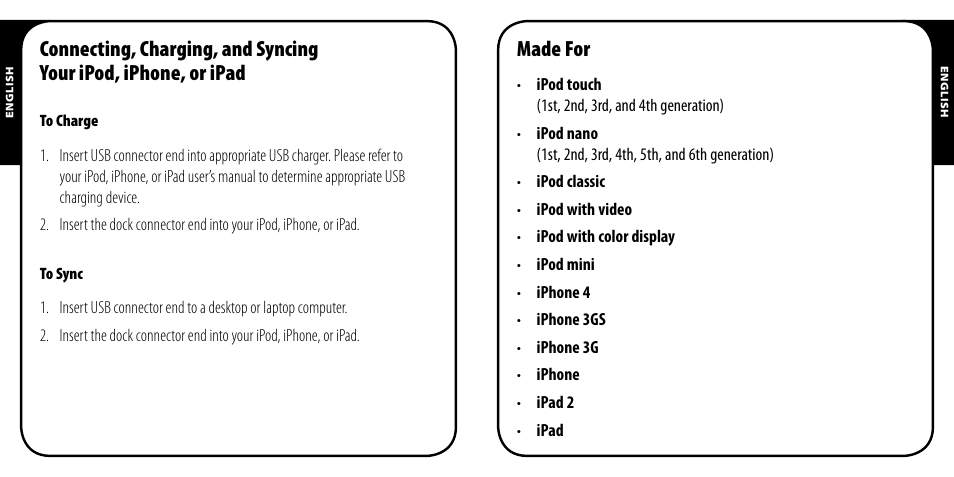 Made for | Monster iCable Dock Connect User Manual | Page 3 / 26