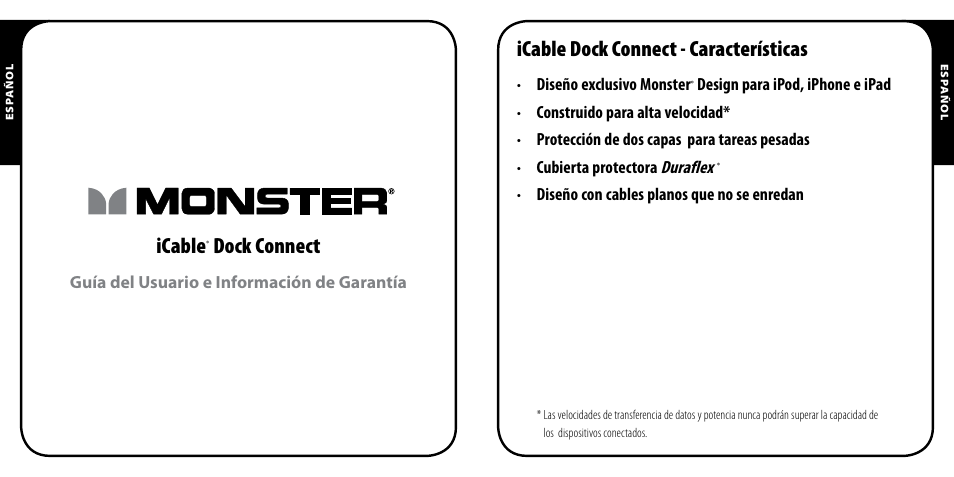 Icable, Dock connect, Icable dock connect - características | Duraflex | Monster iCable Dock Connect User Manual | Page 8 / 26