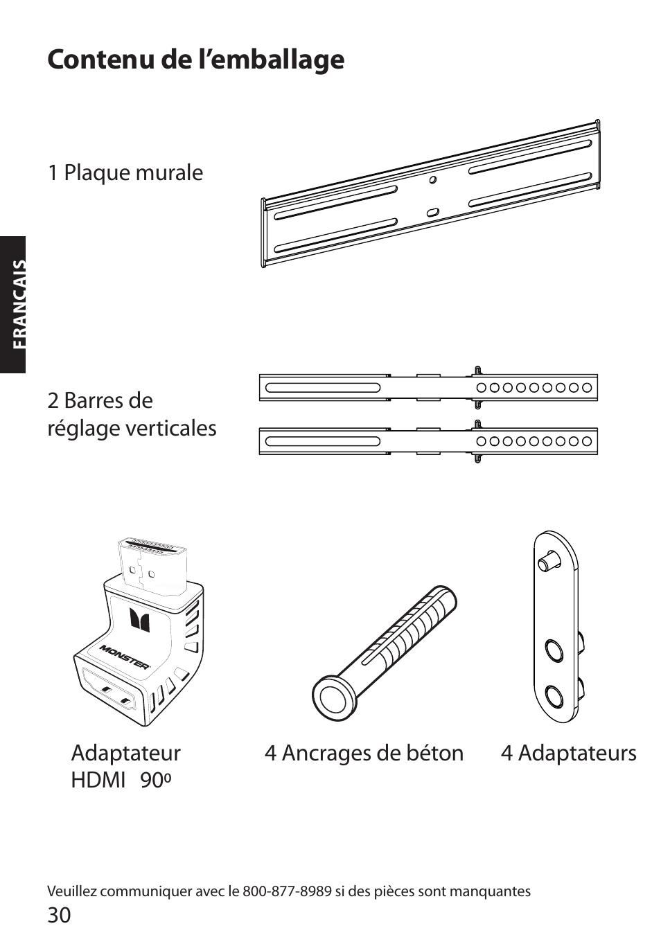 Contenu de l’emballage | Monster FlatScreen SuperThin Flat Mount - Up to 46” Screens User Manual | Page 34 / 106