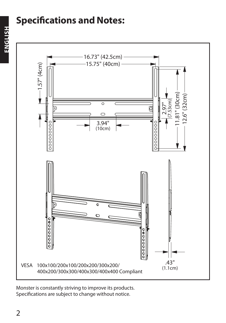 Monster FlatScreen SuperThin Flat Mount - Up to 46” Screens User Manual | Page 6 / 106