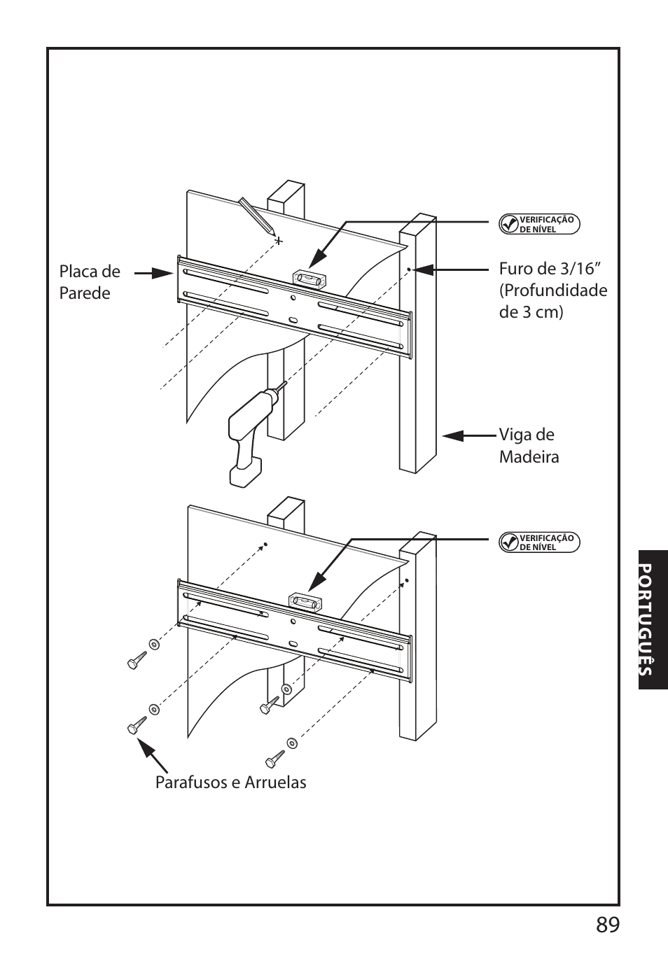 Portugu ês | Monster FlatScreen SuperThin Flat Mount - Up to 46” Screens User Manual | Page 93 / 106