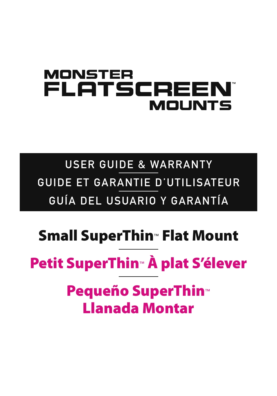 Monster FlatScreen SuperThin Flat Mount - Up to 27” Screens User Manual | 13 pages