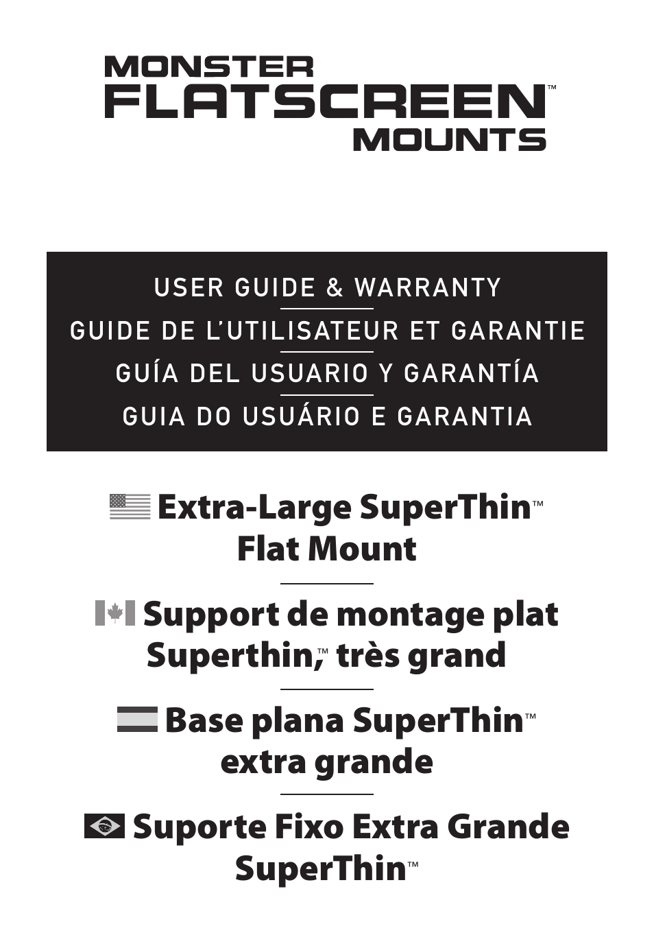 Monster FlatScreen SuperThin Flat Mount - Up to 104” Screens User Manual | 104 pages