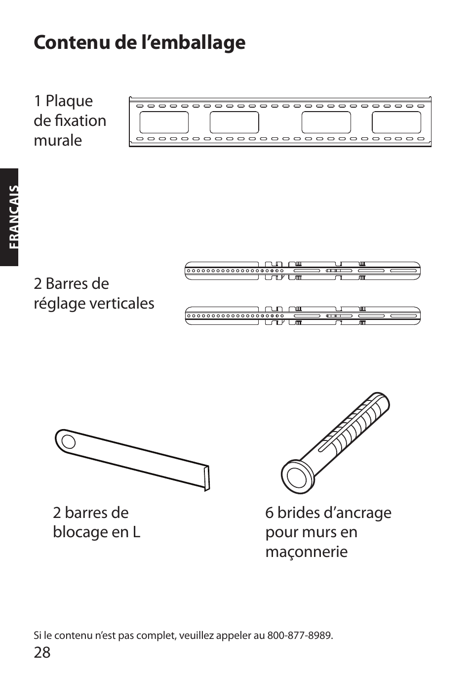 Contenu de l’emballage | Monster FlatScreen SuperThin Flat Mount - Up to 104” Screens User Manual | Page 32 / 104