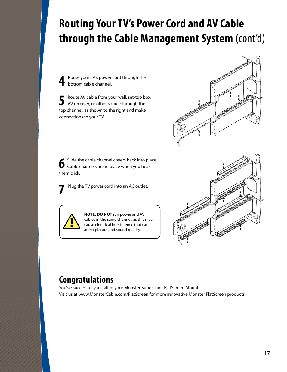 Monster FlatScreen SuperThin Articulating Mount - Up to 46” Screens User Manual | Page 17 / 20