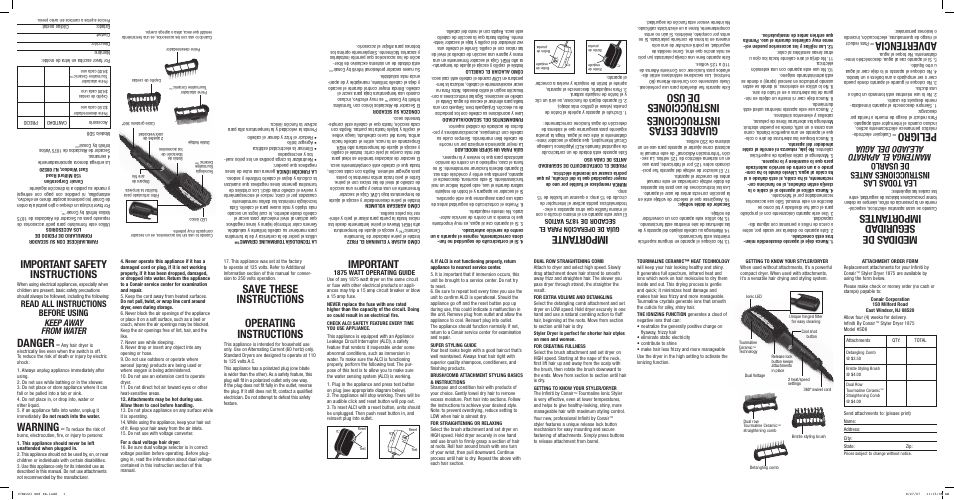 Conair SD8 User Manual | 2 pages
