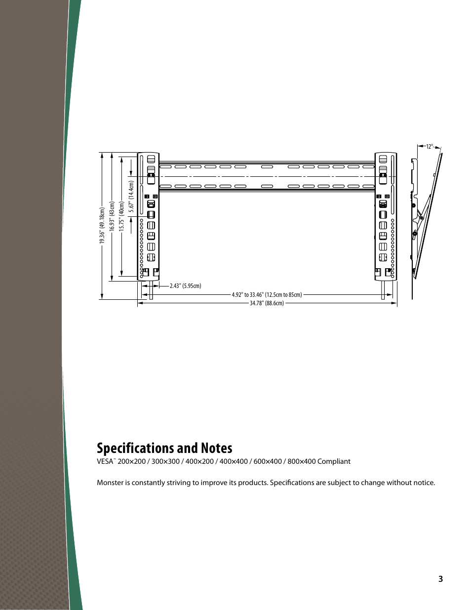 Monster FlatScreen SuperThin Tilt Mount - Up to 63” Screens User Manual | Page 3 / 19