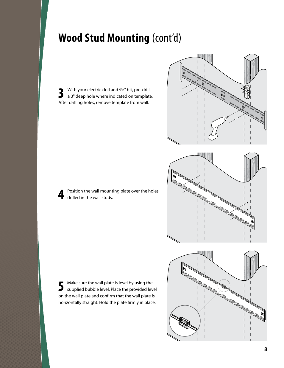 Wood stud mounting (cont’d) | Monster FlatScreen SuperThin Tilt Mount - Up to 63” Screens User Manual | Page 8 / 19