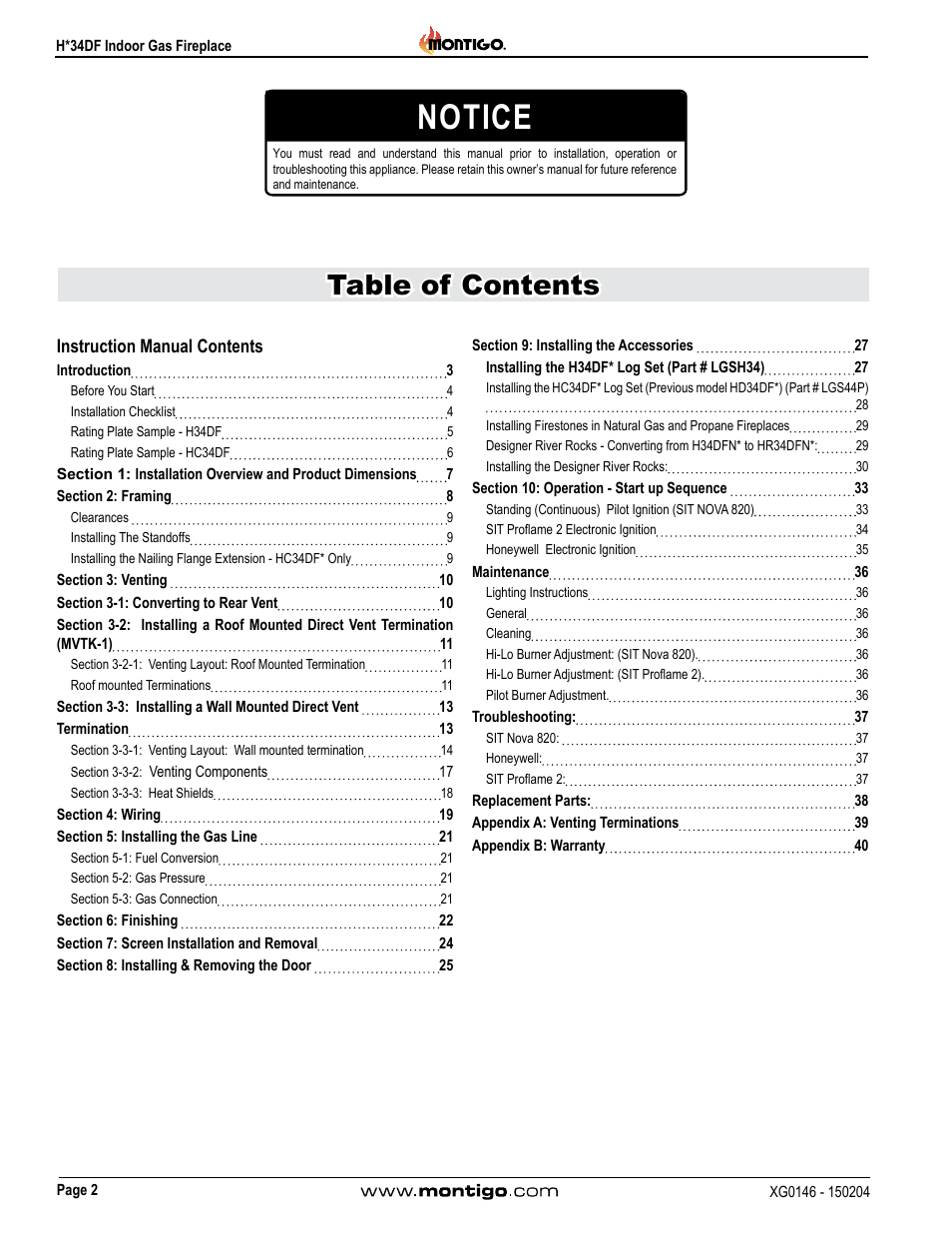 Montigo H34DF User Manual | Page 2 / 42