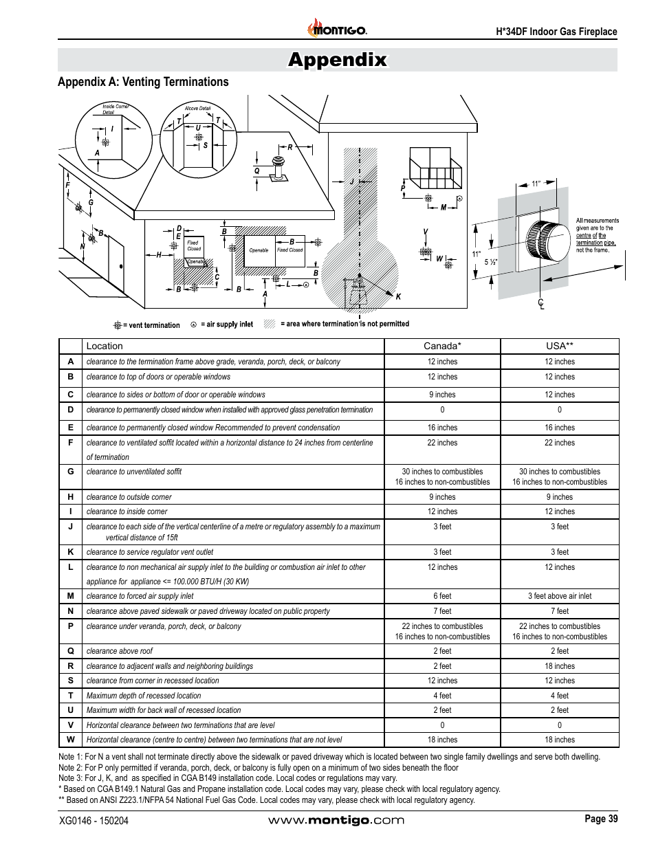 Appendix a: venting terminations, Appendix | Montigo H34DF User Manual | Page 39 / 42