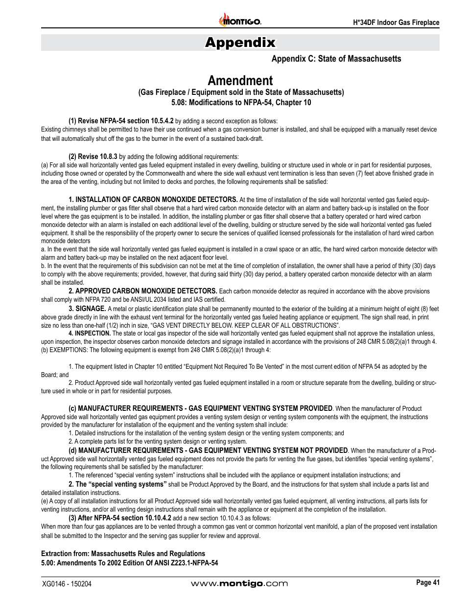 Appendix, Amendment | Montigo H34DF User Manual | Page 41 / 42