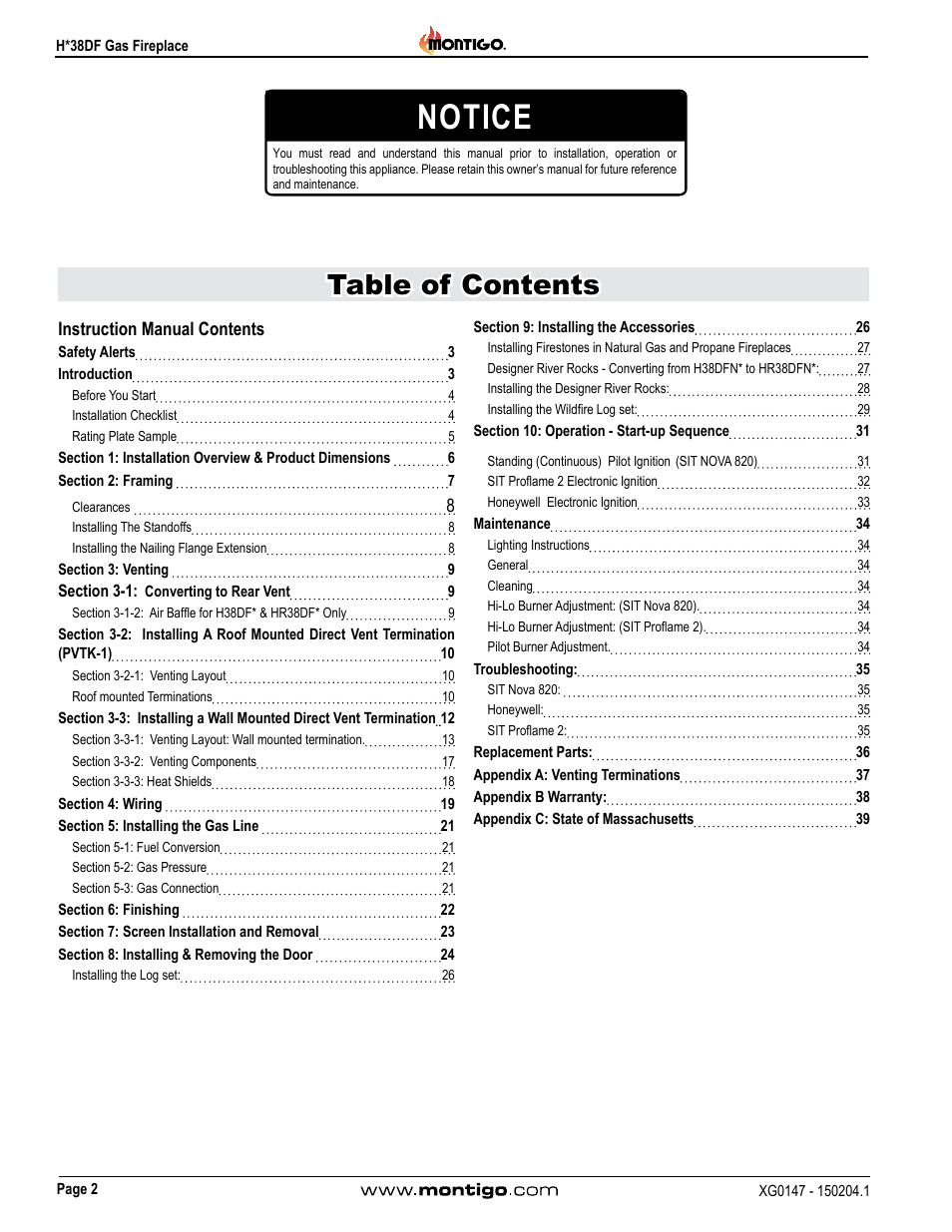 Montigo H38DF User Manual | Page 2 / 40