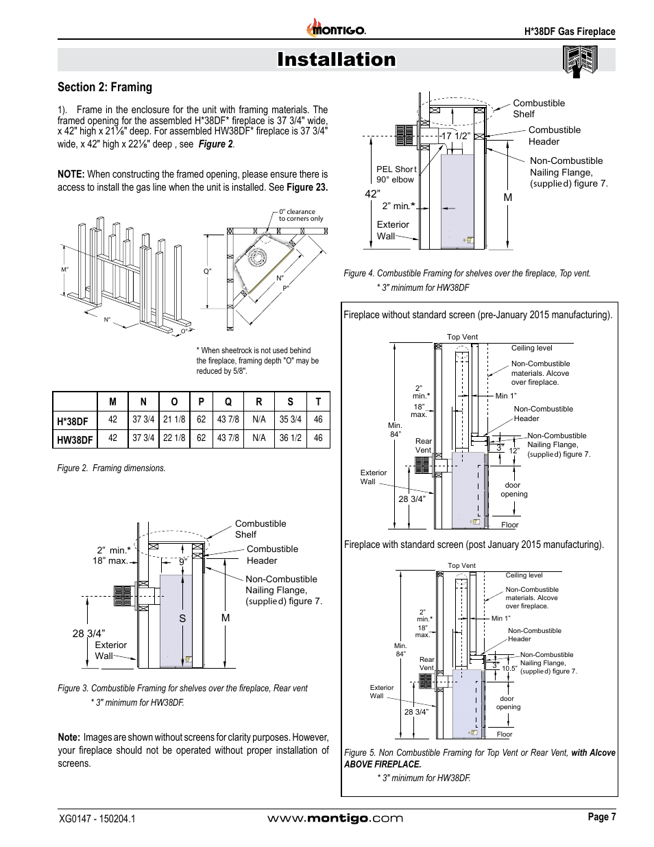 Section 2: framing, Installation | Montigo H38DF User Manual | Page 7 / 40