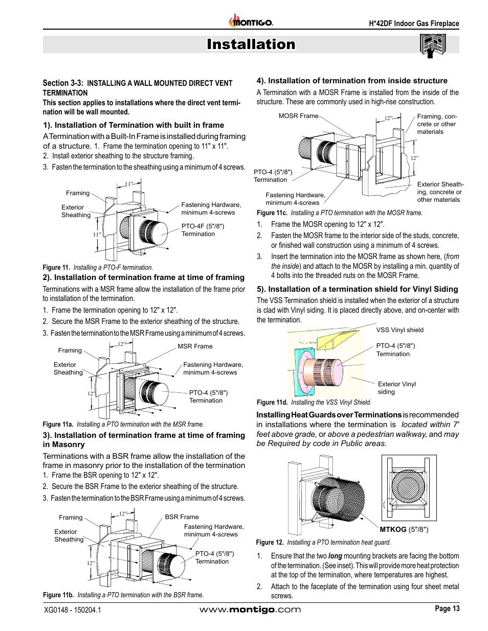 Installation | Montigo H42DF User Manual | Page 13 / 40