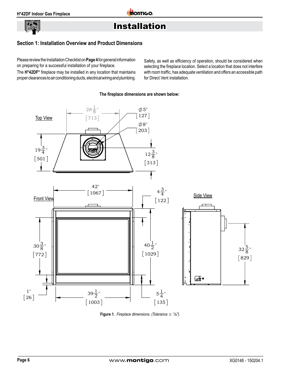 Installation | Montigo H42DF User Manual | Page 6 / 40