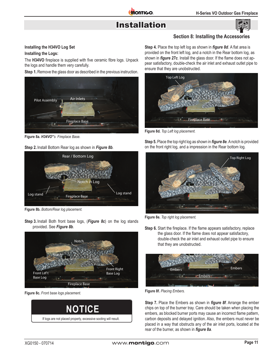 Notice, Installation | Montigo H34VO User Manual | Page 11 / 22