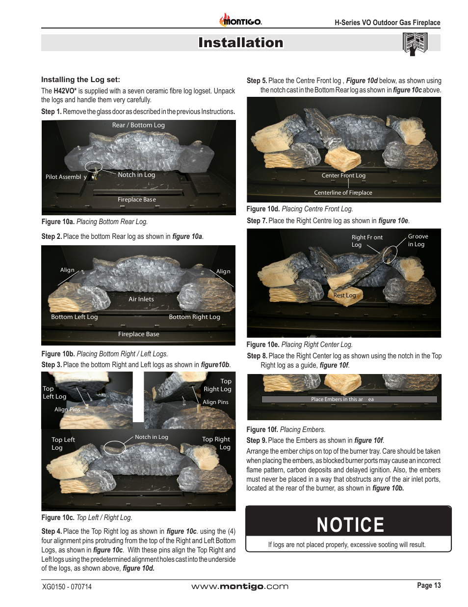 Notice, Installation | Montigo H34VO User Manual | Page 13 / 22