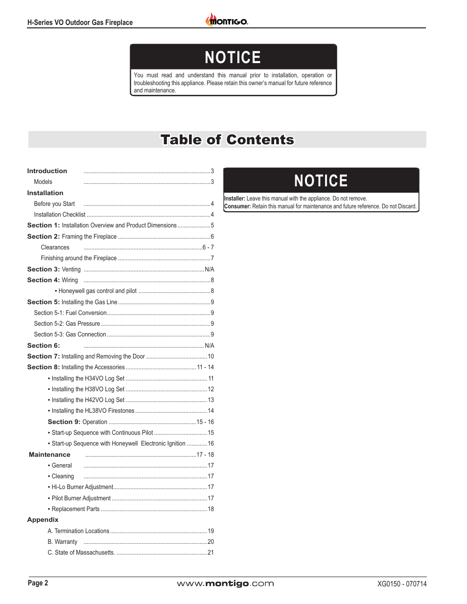 Montigo H34VO User Manual | Page 2 / 22