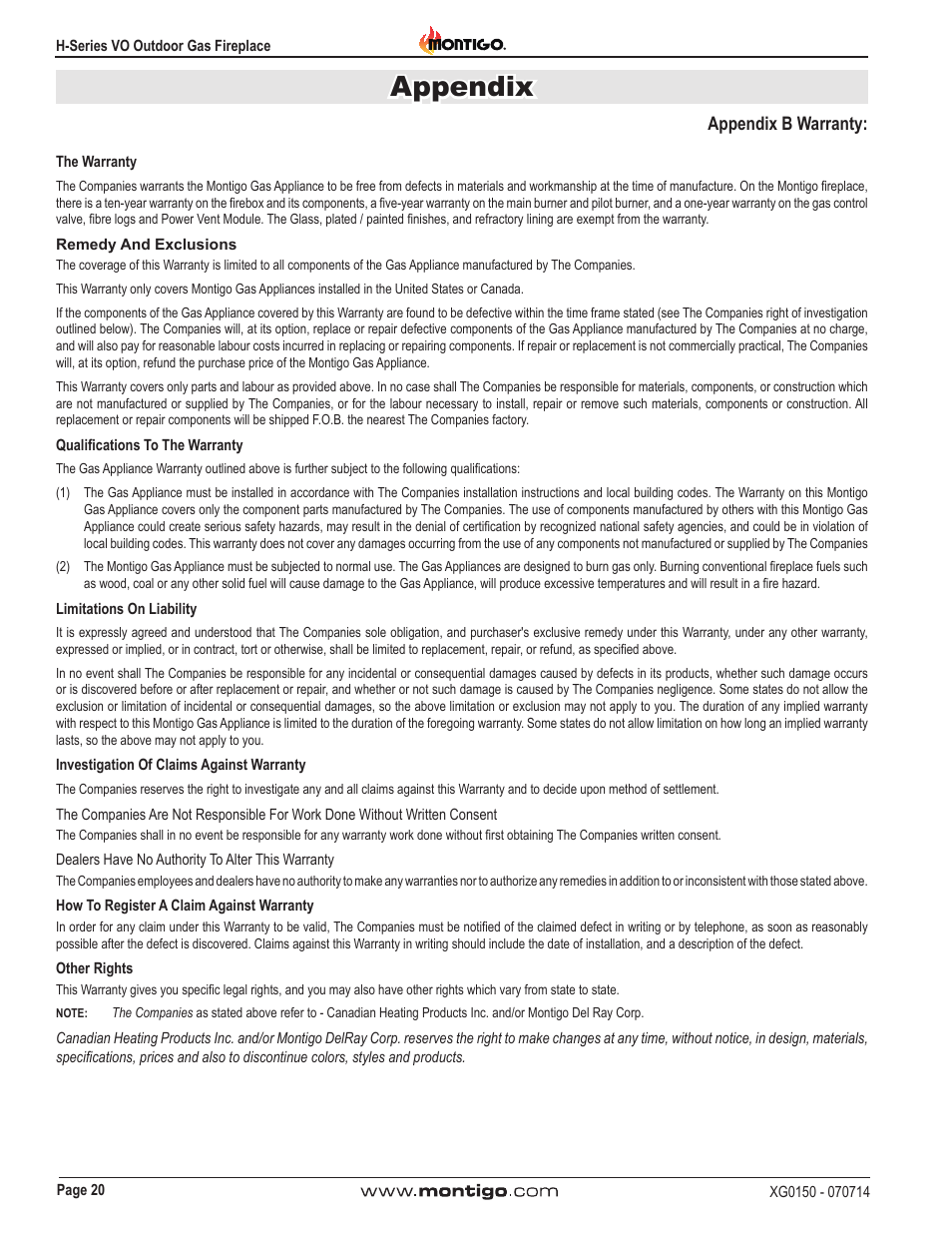 Appendix | Montigo H34VO User Manual | Page 20 / 22