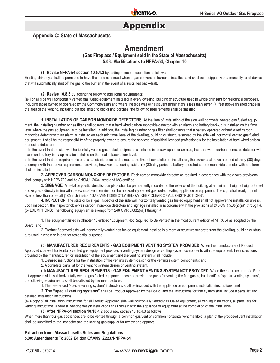 Appendix, Amendment | Montigo H34VO User Manual | Page 21 / 22