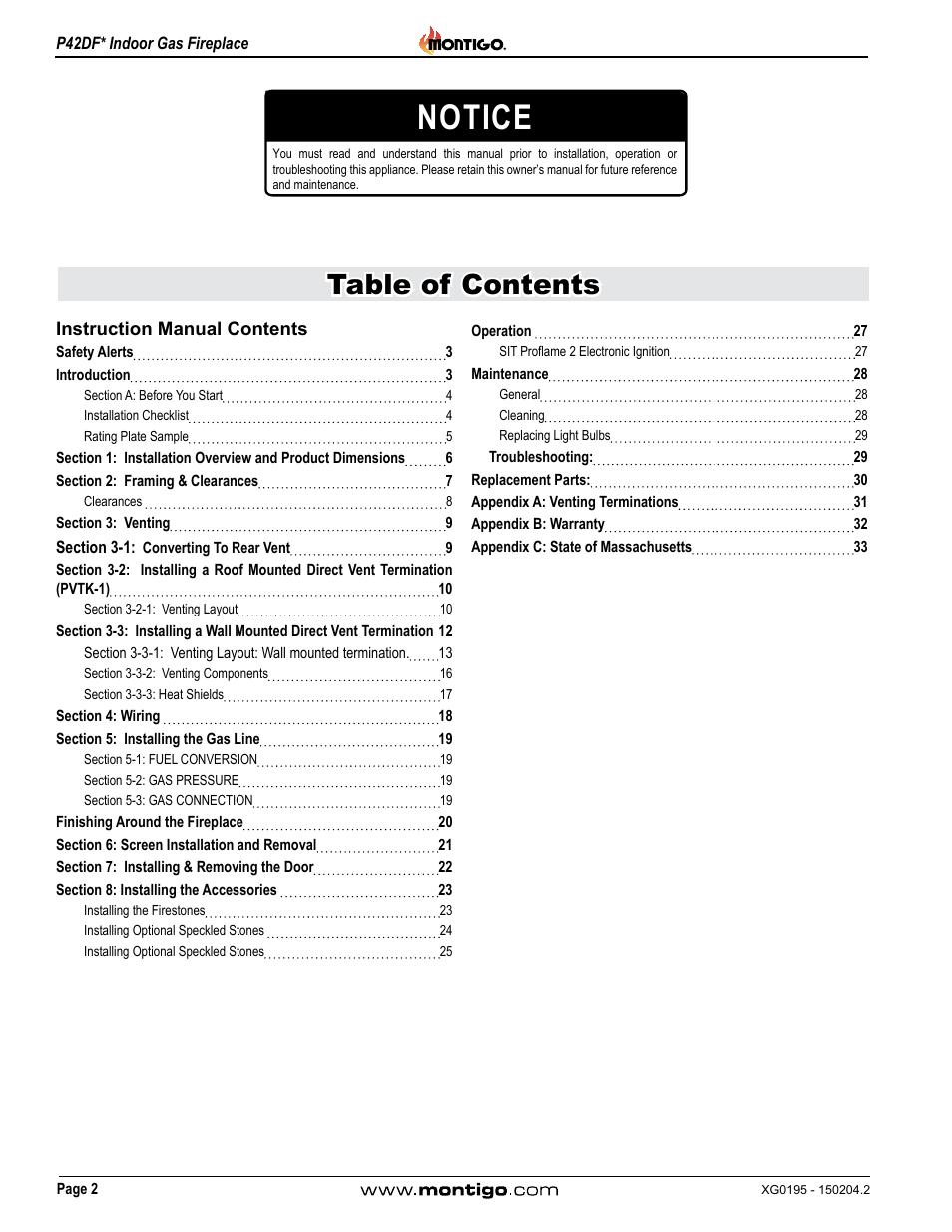 Montigo P42DF User Manual | Page 2 / 34