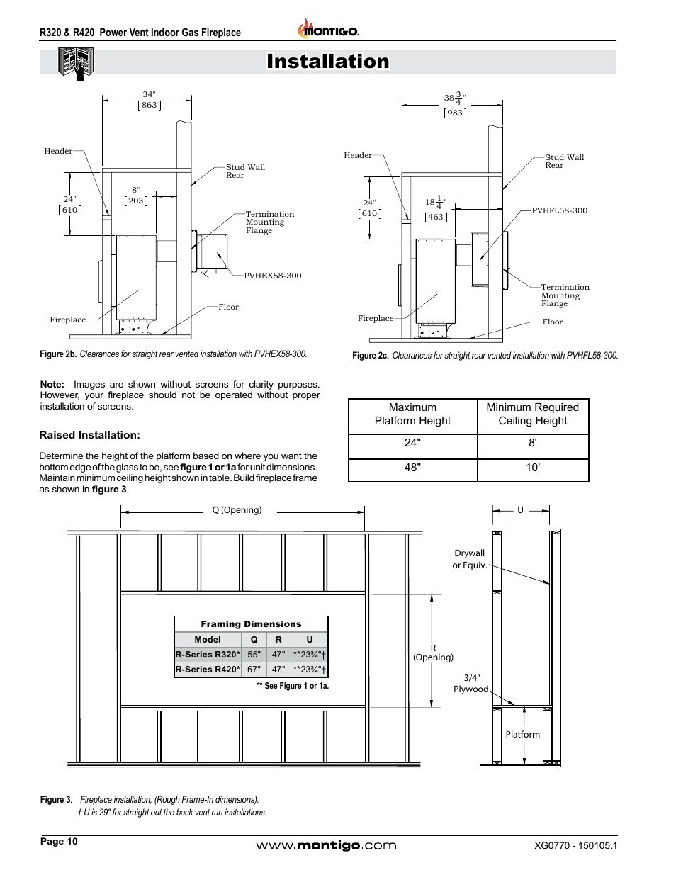Raised installation, Installation | Montigo R320 User Manual | Page 10 / 44