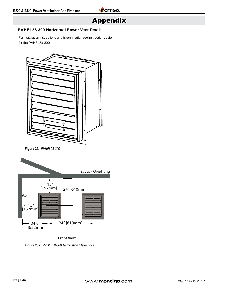 Pvhfl58-300 horizontal power vent detail, Appendix | Montigo R320 User Manual | Page 38 / 44