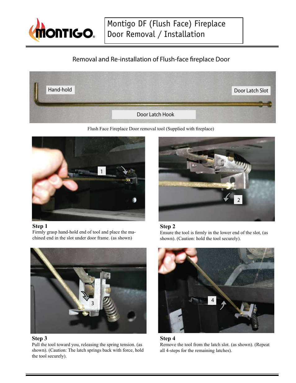 Montigo Flush Face (DF) Door Removal User Manual | 1 page