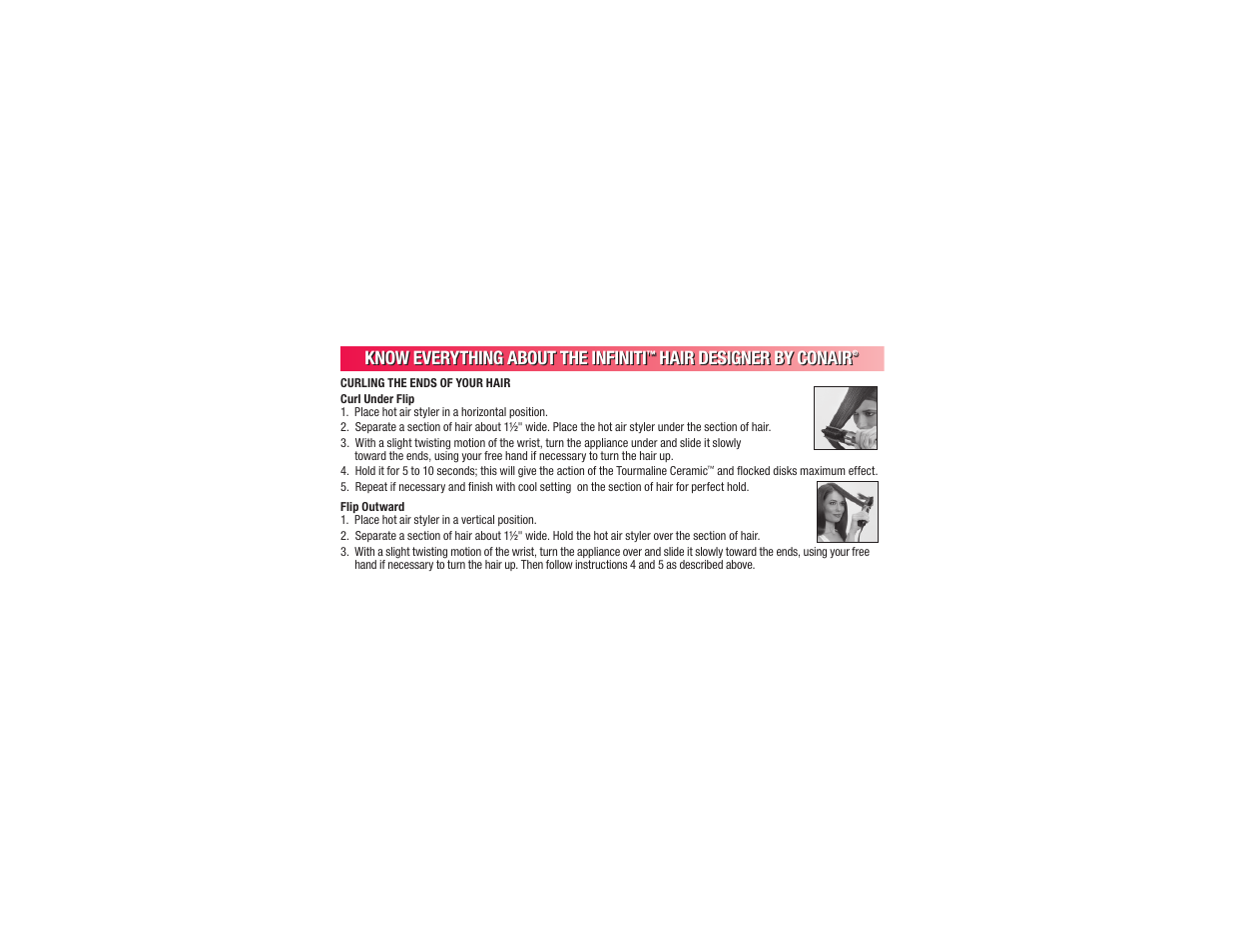 Know everything about the infiniti, Hair designer by conair | Conair BC173 User Manual | Page 14 / 47