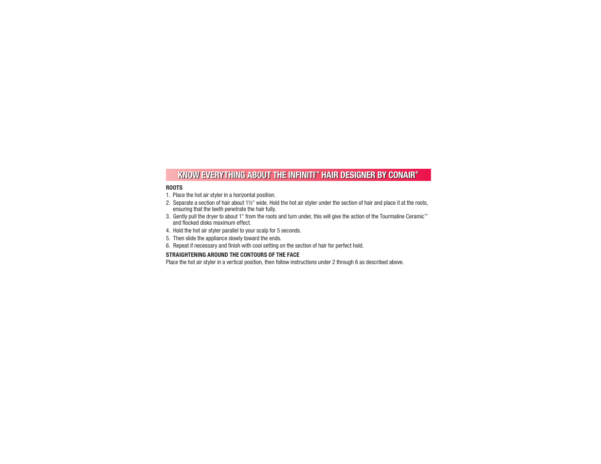 Know everything about the infiniti, Hair designer by conair | Conair BC173 User Manual | Page 15 / 47