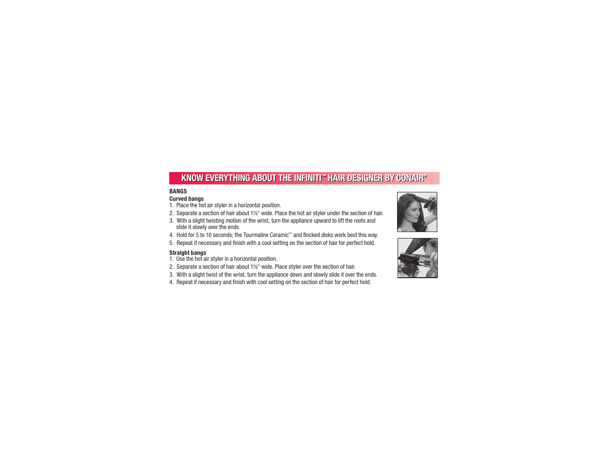 Know everything about the infiniti, Hair designer by conair | Conair BC173 User Manual | Page 16 / 47