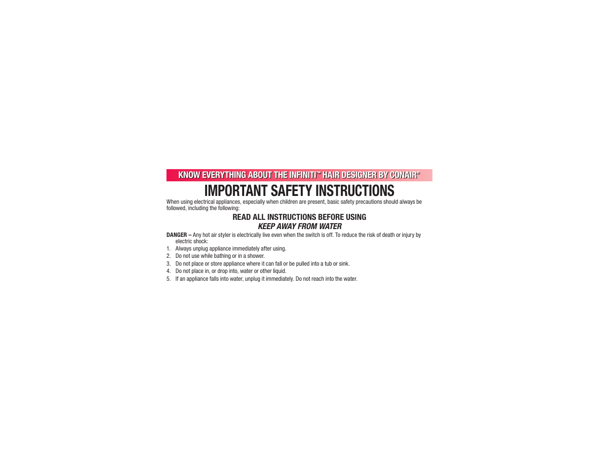Important safety instructions | Conair BC173 User Manual | Page 2 / 47