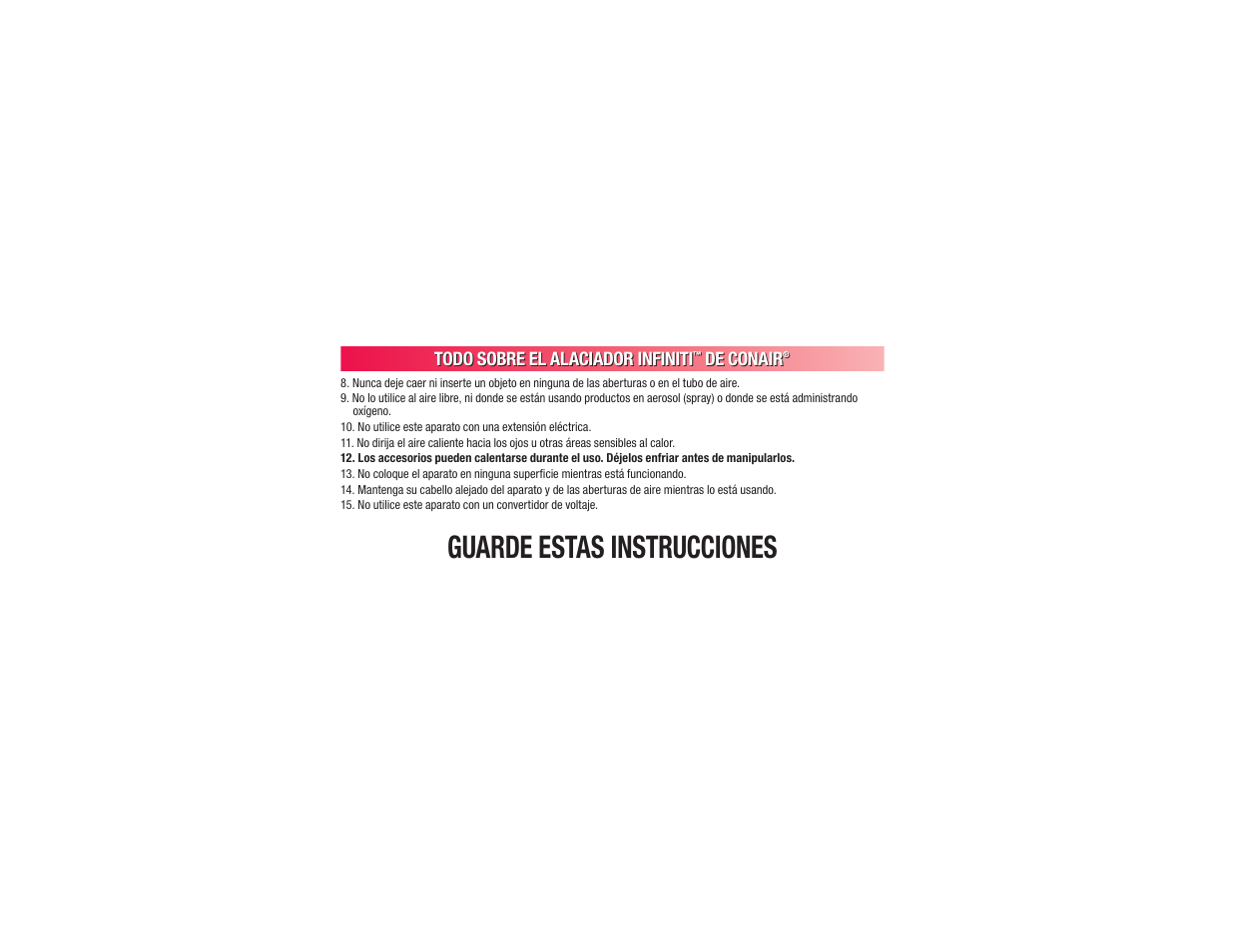 Guarde estas instrucciones | Conair BC173 User Manual | Page 28 / 47