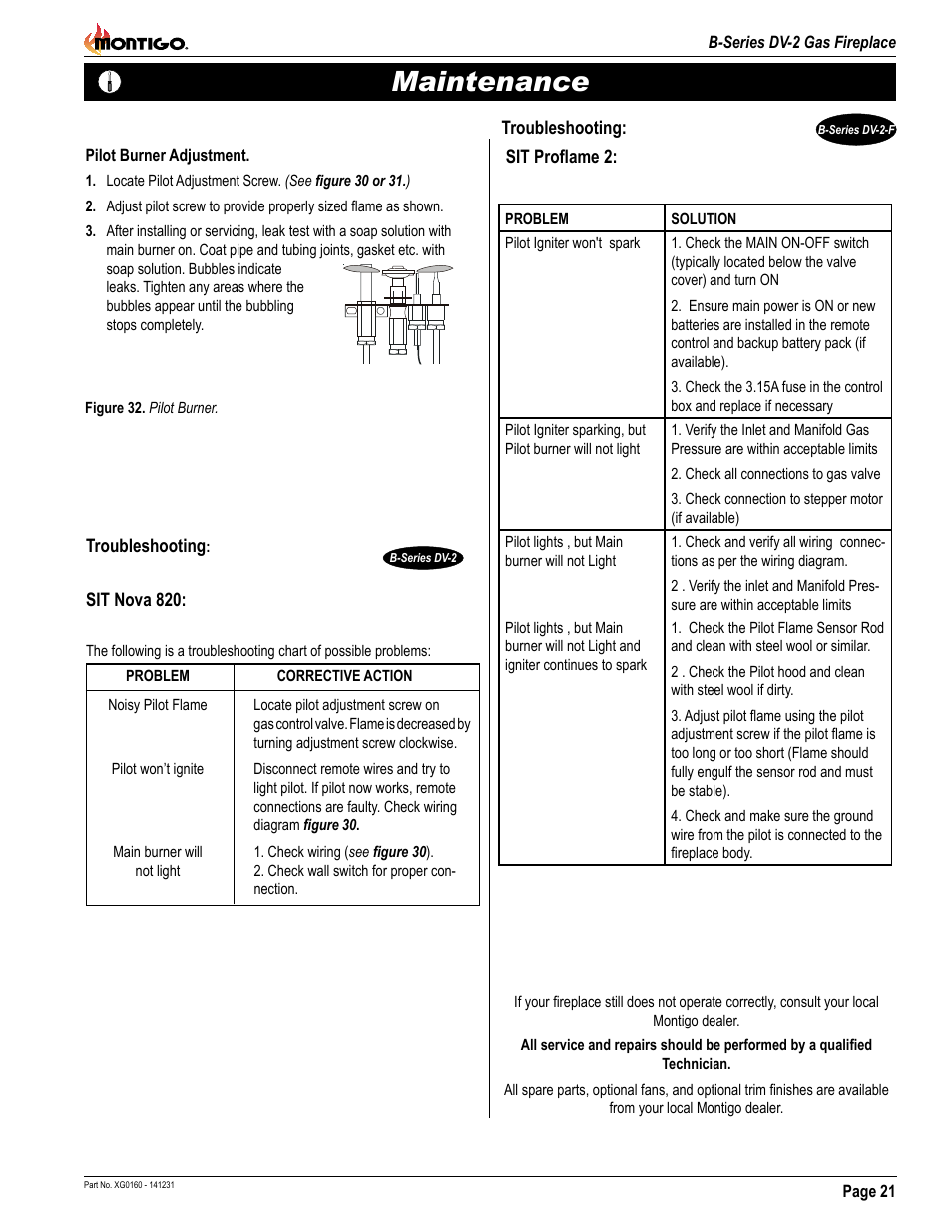 Maintenance | Montigo B34DV User Manual | Page 21 / 26