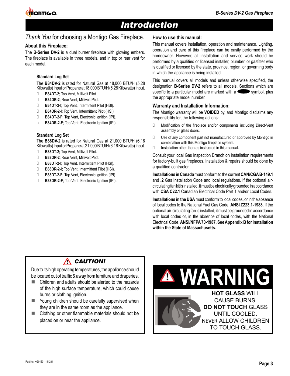 Warning, Introduction | Montigo B34DV User Manual | Page 3 / 26