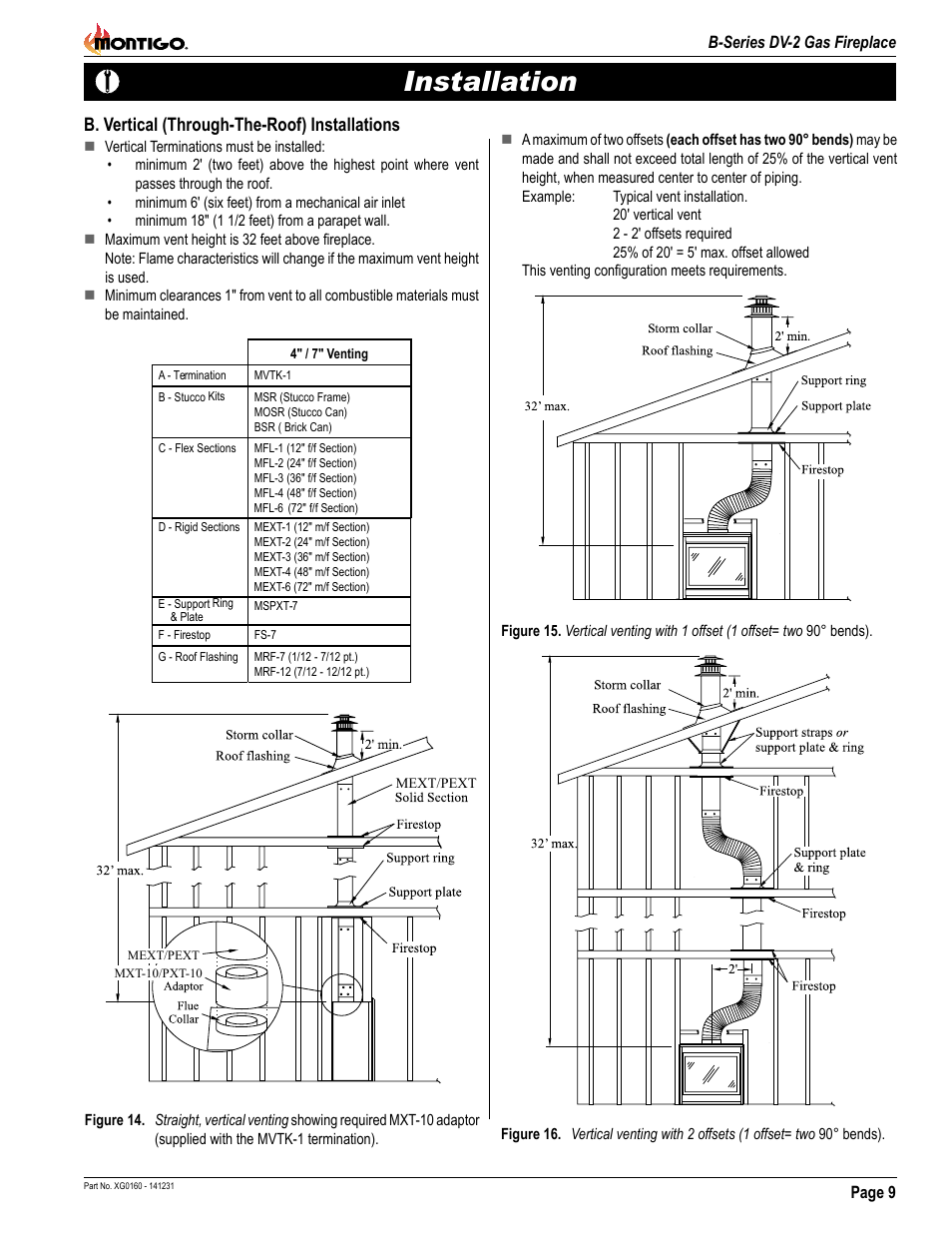 Installation, B. vertical (through-the-roof) installations | Montigo B34DV User Manual | Page 9 / 26