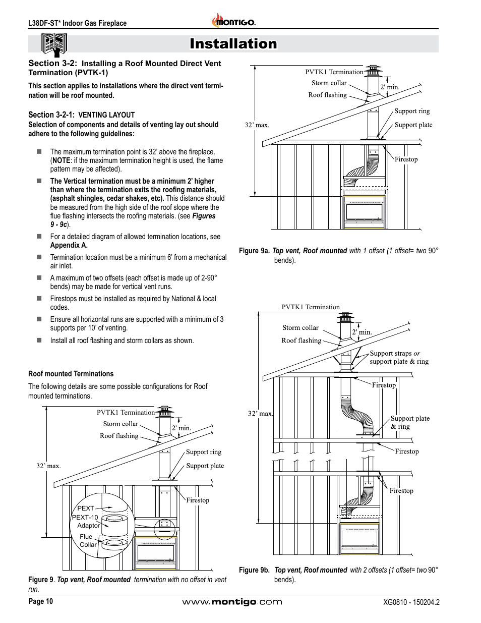 Section 3-2, Installing a roof mounted direct vent termination, Pvtk-1) | Installation | Montigo L38DF-ST User Manual | Page 10 / 34