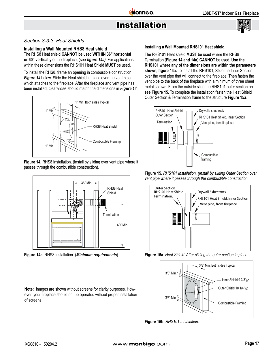 Section 3-3-3: heat shields, Installation | Montigo L38DF-ST User Manual | Page 17 / 34