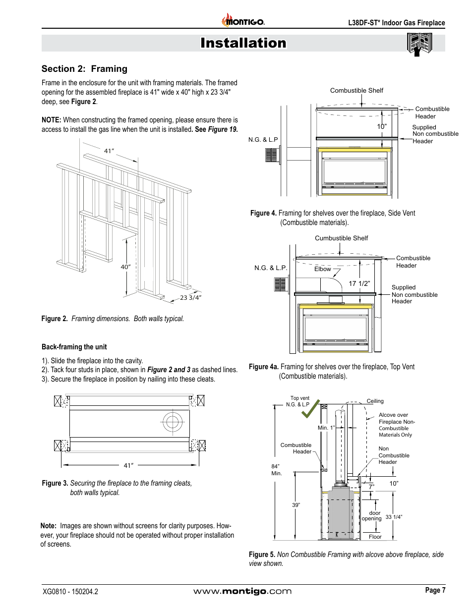 Section 2: framing, Installation | Montigo L38DF-ST User Manual | Page 7 / 34